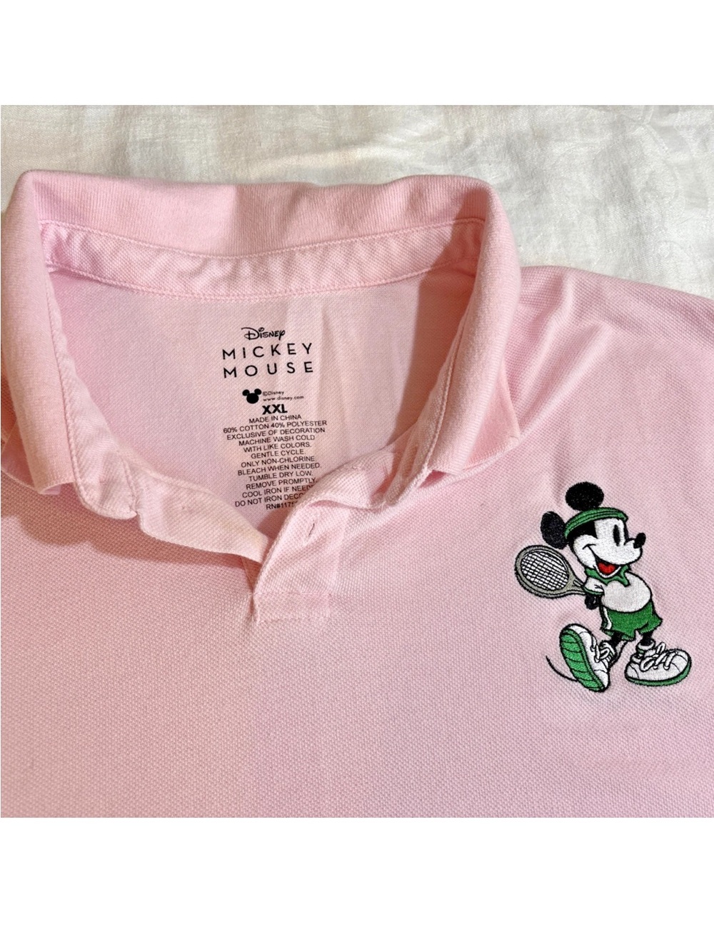 Disney Mickey Mouse Tennis Polo Shirt Pink Embroidered Adult XXL Golf Casual